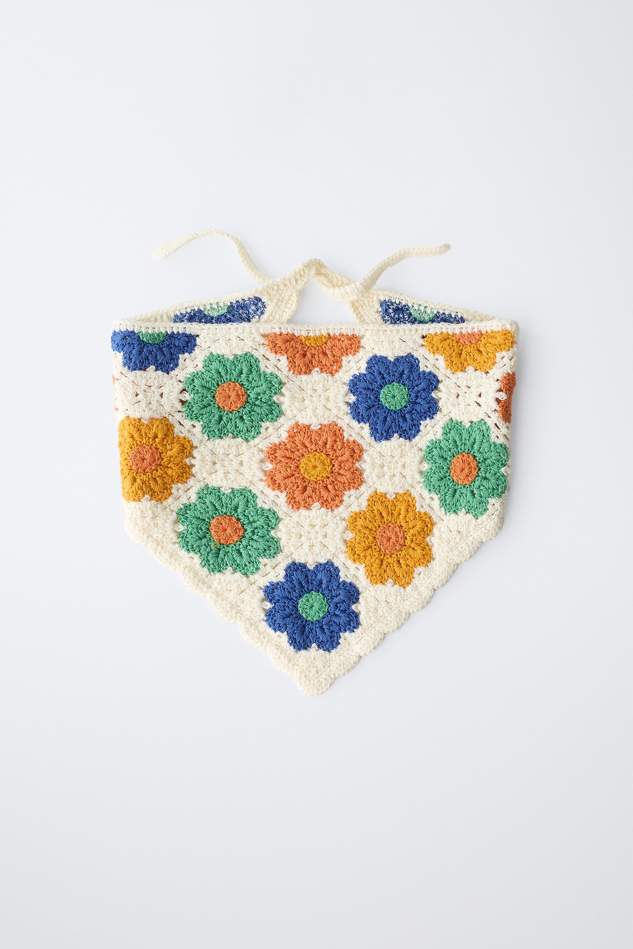 CROCHET KNIT FLORAL BANDANA